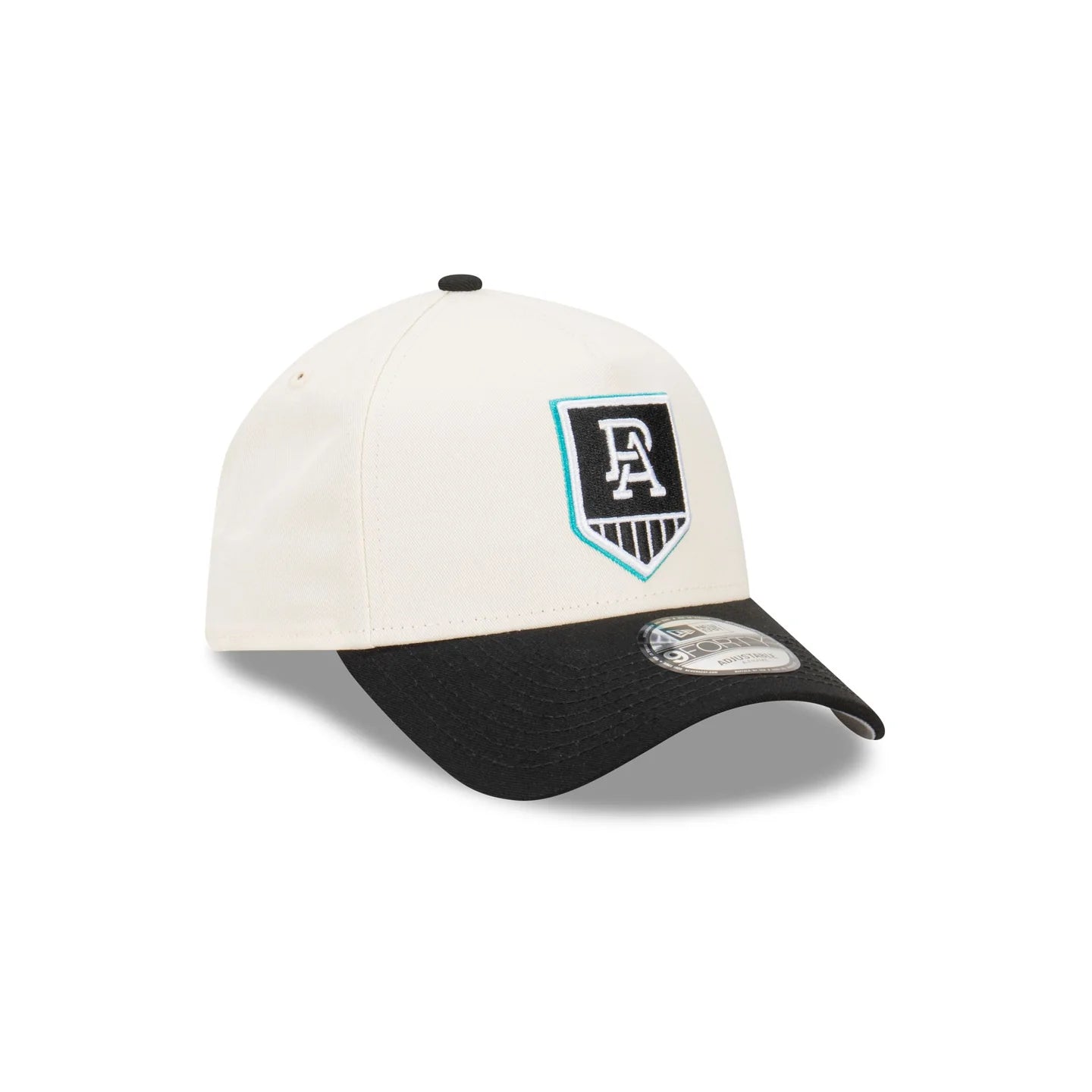 Port Adelaide Power Hat - 2-Tone Chrome Black 9Forty A-Frame AFL Snapback Cap - New Era